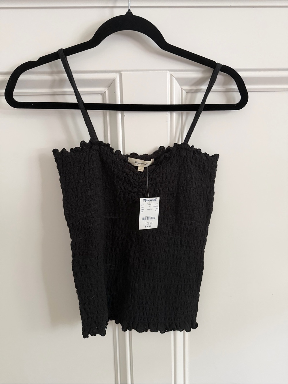 NWT Madewell Black Smocked Cami Top
